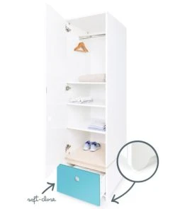 Wookids Armoire 1 Porte Façade Tiroir Bleu Paradis -Maisons du Monde boutique armoire 1 porte facade tiroir bleu paradis 2