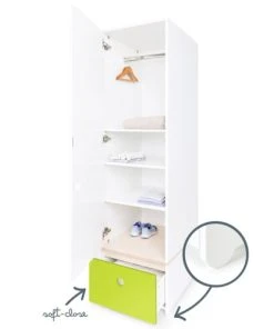 Wookids Armoire 1 Porte Façade Tiroir Citron Vert -Maisons du Monde boutique armoire 1 porte facade tiroir citron vert 2