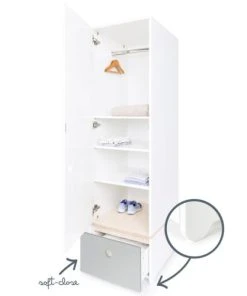 Wookids Armoire 1 Porte Façade Tiroir Gris Perle -Maisons du Monde boutique armoire 1 porte facade tiroir gris perle 2