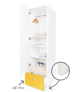Wookids Armoire 1 Porte Façade Tiroir Jaune -Maisons du Monde boutique armoire 1 porte facade tiroir jaune 2