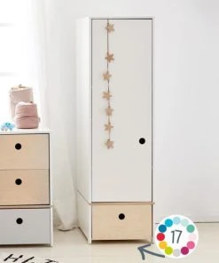 Wookids Armoire 1 Porte Façade Tiroir Jaune -Maisons du Monde boutique armoire 1 porte facade tiroir jaune 3