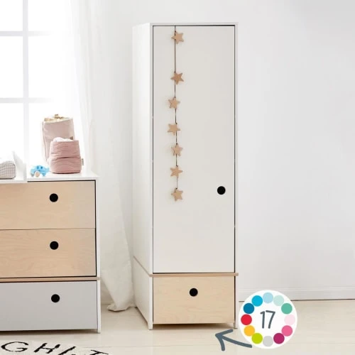 Wookids Armoire 1 Porte Façade Tiroir Prune 6 Wookids Armoire 1 Porte Façade Tiroir Prune - Image 4