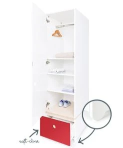Wookids Armoire 1 Porte Façade Tiroir Rouge 10 Wookids Armoire 1 Porte Façade Tiroir Rouge -Maisons du Monde boutique armoire 1 porte facade tiroir rouge 2