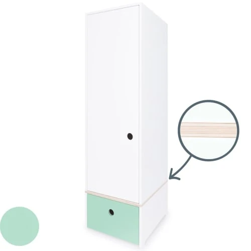 Wookids Armoire 1 Porte Façade Tiroir Vert Menthe 4 Wookids Armoire 1 Porte Façade Tiroir Vert Menthe - Image 2