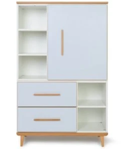 Wookids Armoire 147cm 1 Porte 2 Tiroirs Bleu Ciel