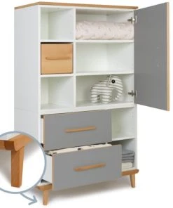Wookids Armoire 147cm 1 Porte 2 Tiroirs Gris Ardoise -Maisons du Monde boutique armoire 147cm 1 porte 2 tiroirs gris ardoise 2