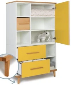 Wookids Armoire 147cm 1 Porte 2 Tiroirs Jaune Soleil -Maisons du Monde boutique armoire 147cm 1 porte 2 tiroirs jaune soleil 2