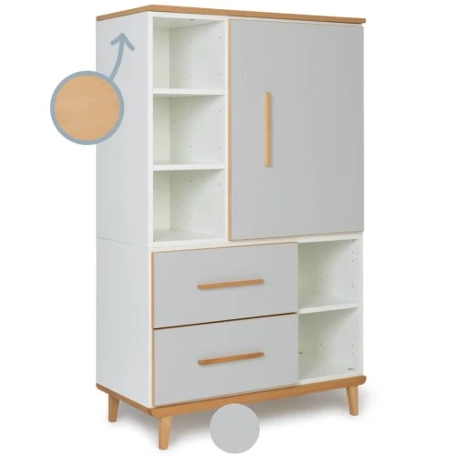 Wookids Armoire 147cm 1 Porte 2 Tiroirs Manhattan Gris 4 Wookids Armoire 147cm 1 Porte 2 Tiroirs Manhattan Gris - Image 2