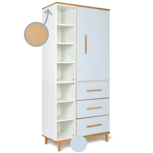 Wookids Armoire 198cm 1 Porte 3 Tiroirs Bleu Ciel 4 Wookids Armoire 198cm 1 Porte 3 Tiroirs Bleu Ciel – Image 2