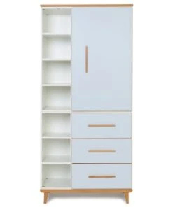 Wookids Armoire 198cm 1 Porte 3 Tiroirs Bleu Ciel
