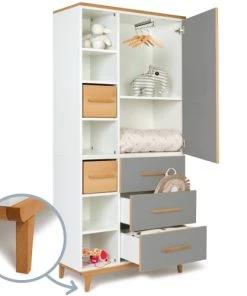 Wookids Armoire 198cm 1 Porte 3 Tiroirs Gris Ardoise -Maisons du Monde boutique armoire 198cm 1 porte 3 tiroirs gris ardoise 2