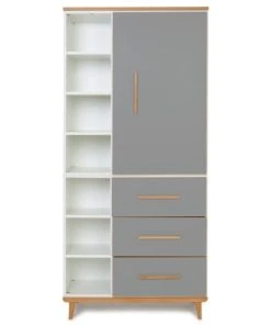 Wookids Armoire 198cm 1 Porte 3 Tiroirs Gris Ardoise