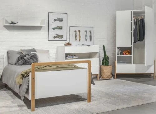 Nateo Concept Armoire 2 Portes 1 Tiroir Blanc Et Chêne 5 Nateo Concept Armoire 2 Portes 1 Tiroir Blanc Et Chêne - Image 3