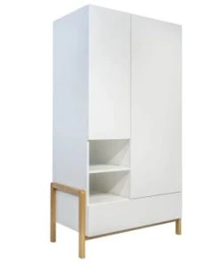 Nateo Concept Armoire 2 Portes 1 Tiroir Blanc Et Chêne