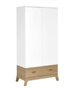 Nateo Concept Armoire 2 Portes 1 Tiroir Blanc Et Chêne