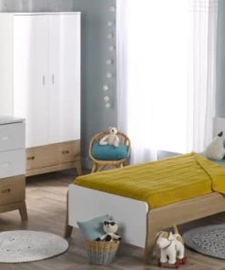 Nateo Concept Armoire 2 Portes 1 Tiroir Blanc Et Chêne -Maisons du Monde boutique armoire 2 portes 1 tiroir blanc et chene 7