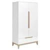 Nateo Concept Armoire 2 Portes 1 Tiroir Blanc Et Hêtre