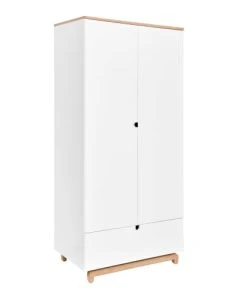 Bellamy Armoire 2 Portes 1 Tiroir Blanc Naturel