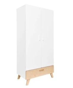 Bellamy Armoire 2 Portes 1 Tiroir Blanc Naturel