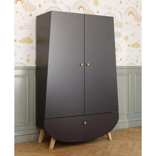 Songes Et Rigolades Armoire 2 Portes 1 Tiroir Gris Anthracite 4 Songes Et Rigolades Armoire 2 Portes 1 Tiroir Gris Anthracite - Image 2