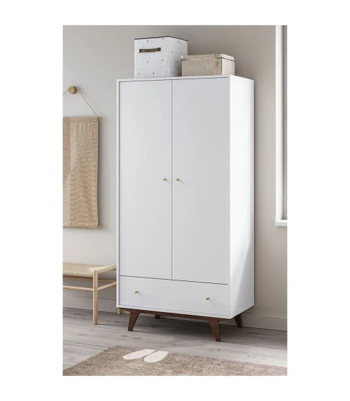 CALICOSY Armoire 2 Portes 1 Tiroir - H185 Cm - Blanc 5 CALICOSY Armoire 2 Portes 1 Tiroir - H185 Cm - Blanc - Image 3
