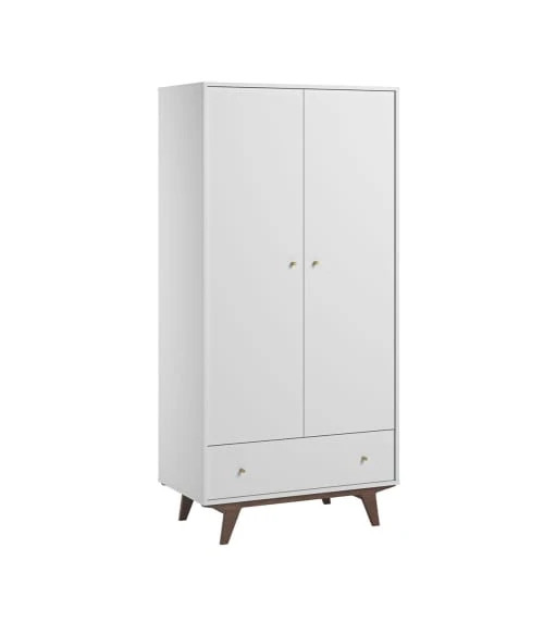 CALICOSY Armoire 2 Portes 1 Tiroir - H185 Cm - Blanc 3 CALICOSY Armoire 2 Portes 1 Tiroir - H185 Cm - Blanc