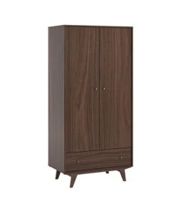 CALICOSY Armoire 2 Portes 1 Tiroir - H185 Cm - Marron