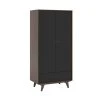 CALICOSY Armoire 2 Portes 1 Tiroir - H185 Cm - Noir