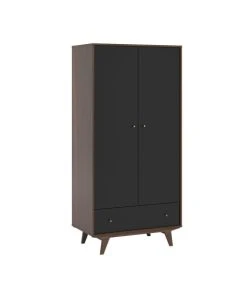 CALICOSY Armoire 2 Portes 1 Tiroir - H185 Cm - Noir