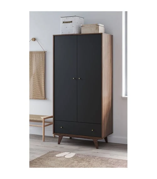 CALICOSY Armoire 2 Portes 1 Tiroir - H185 Cm - Noir 6 CALICOSY Armoire 2 Portes 1 Tiroir - H185 Cm - Noir - Image 4
