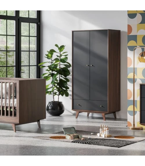 CALICOSY Armoire 2 Portes 1 Tiroir - H185 Cm - Noir 7 CALICOSY Armoire 2 Portes 1 Tiroir - H185 Cm - Noir - Image 5