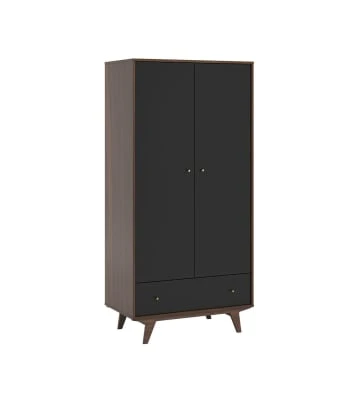 CALICOSY Armoire 2 Portes 1 Tiroir - H185 Cm - Noir 8 CALICOSY Armoire 2 Portes 1 Tiroir - H185 Cm - Noir - Image 6