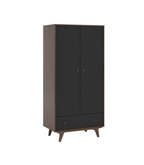 CALICOSY Armoire 2 Portes 1 Tiroir - H185 Cm - Noir 3 CALICOSY Armoire 2 Portes 1 Tiroir - H185 Cm - Noir