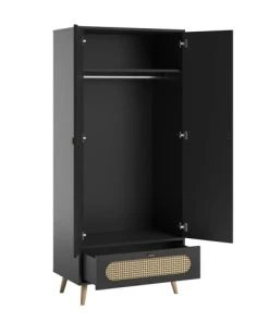 VOX Armoire 2 Portes 1 Tiroir Noir -Maisons du Monde boutique armoire 2 portes 1 tiroir noir 2