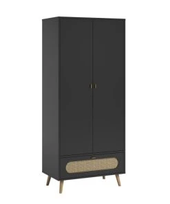 VOX Armoire 2 Portes 1 Tiroir Noir