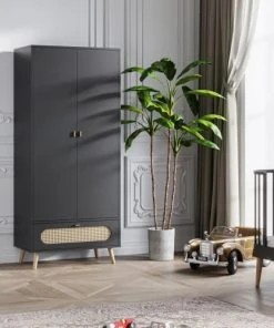 VOX Armoire 2 Portes 1 Tiroir Noir -Maisons du Monde boutique armoire 2 portes 1 tiroir noir 3