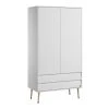 CALICOSY Armoire 2 Portes 2 Tiroirs Avec Penderie - L100 X H191 Cm - Blanc -Maisons du Monde boutique armoire 2 portes 2 tiroirs avec penderie l100 x h191 cm blanc