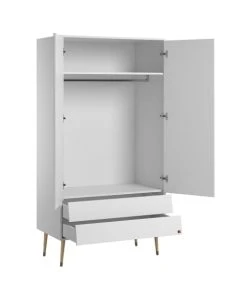CALICOSY Armoire 2 Portes 2 Tiroirs Avec Penderie - L100 X H191 Cm - Blanc 9 CALICOSY Armoire 2 Portes 2 Tiroirs Avec Penderie - L100 X H191 Cm - Blanc -Maisons du Monde boutique armoire 2 portes 2 tiroirs avec penderie l100 x h191 cm blanc 2