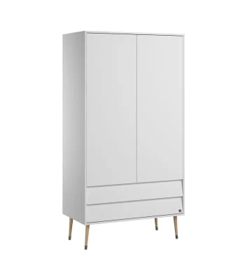 CALICOSY Armoire 2 Portes 2 Tiroirs Avec Penderie - L100 X H191 Cm - Blanc 6 CALICOSY Armoire 2 Portes 2 Tiroirs Avec Penderie - L100 X H191 Cm - Blanc - Image 4