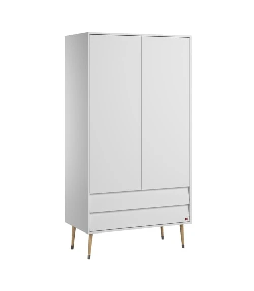 CALICOSY Armoire 2 Portes 2 Tiroirs Avec Penderie - L100 X H191 Cm - Blanc 3 CALICOSY Armoire 2 Portes 2 Tiroirs Avec Penderie - L100 X H191 Cm - Blanc