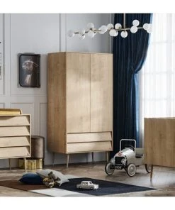 CALICOSY Armoire 2 Portes 2 Tiroirs Avec Penderie - L100 X H191 Cm - Marron -Maisons du Monde boutique armoire 2 portes 2 tiroirs avec penderie l100 x h191 cm marron 1