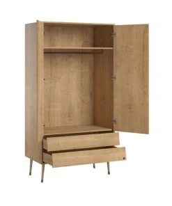 CALICOSY Armoire 2 Portes 2 Tiroirs Avec Penderie - L100 X H191 Cm - Marron -Maisons du Monde boutique armoire 2 portes 2 tiroirs avec penderie l100 x h191 cm marron 2