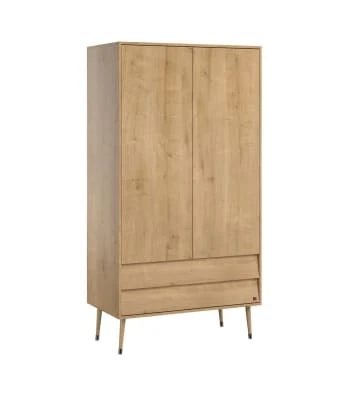 CALICOSY Armoire 2 Portes 2 Tiroirs Avec Penderie - L100 X H191 Cm - Blanc 7 CALICOSY Armoire 2 Portes 2 Tiroirs Avec Penderie - L100 X H191 Cm - Blanc - Image 5