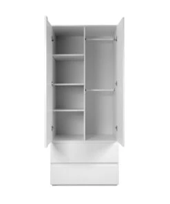 CALICOSY Armoire 2 Portes 2 Tiroirs Blanc- L80 X H191 X P55 Cm -Maisons du Monde boutique armoire 2 portes 2 tiroirs blanc l80 x h191 x p55 cm 3