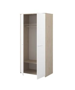 CALICOSY Armoire 2 Portes Avec Penderie L90.2 X H186 Cm - Décor Blanc Et Bois 11 CALICOSY Armoire 2 Portes Avec Penderie L90.2 X H186 Cm - Décor Blanc Et Bois -Maisons du Monde boutique armoire 2 portes avec penderie l90 2 x h186 cm decor blanc et bois 3