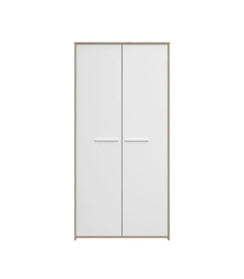 CALICOSY Armoire 2 Portes Avec Penderie L90.2 X H186 Cm - Décor Blanc Et Bois 3 CALICOSY Armoire 2 Portes Avec Penderie L90.2 X H186 Cm - Décor Blanc Et Bois