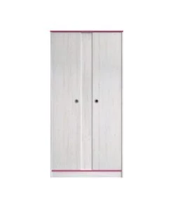 CALICOSY Armoire 2 Portes Avec Penderies Et Lingère L90 Cm - Décor Bois Blanc