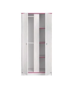 CALICOSY Armoire 2 Portes Avec Penderies Et Lingère L90 Cm - Décor Bois Blanc -Maisons du Monde boutique armoire 2 portes avec penderies et lingere l90 cm decor bois blanc 4