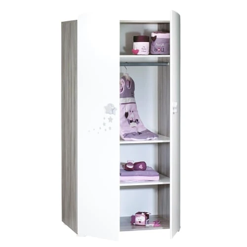 BabyPrice Armoire 2 Portes Bébé 175x85x56cm En Bois Blanc 4 BabyPrice Armoire 2 Portes Bébé 175x85x56cm En Bois Blanc – Image 2