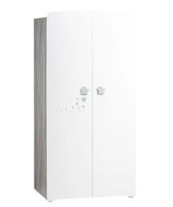 BabyPrice Armoire 2 Portes Bébé 175x85x56cm En Bois Blanc
